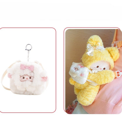 Bowknot + Middle/Large Size Keychain Backpack Rabbit-shaped 3 Plush Options Yellow