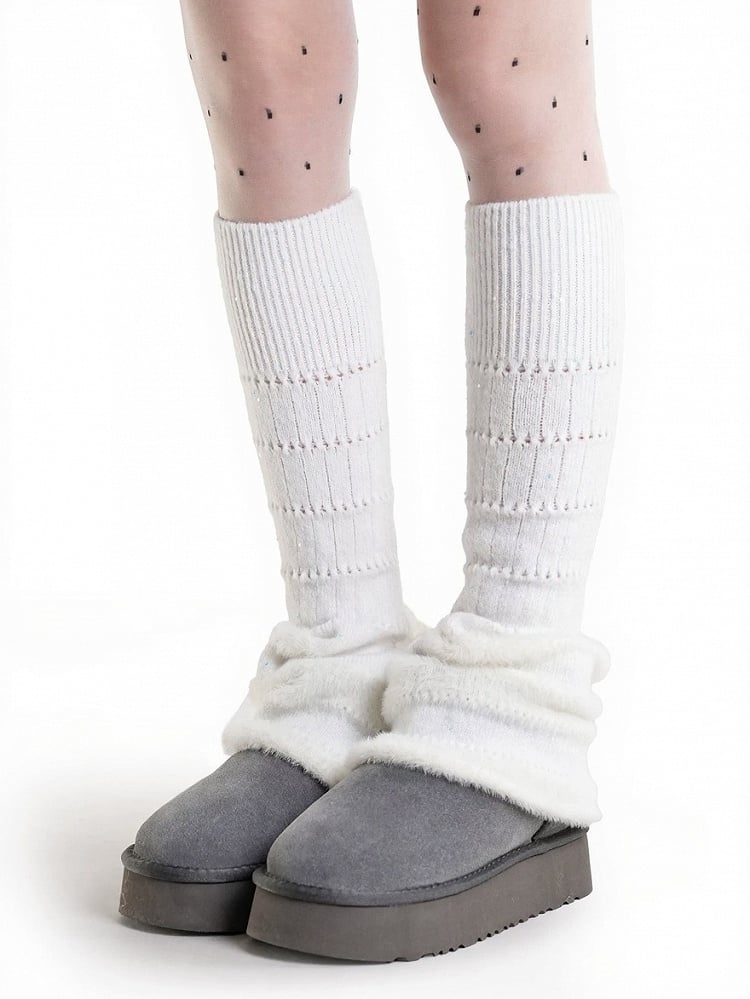 Knit Striped Sequin Leg Warmers - ModaSwings