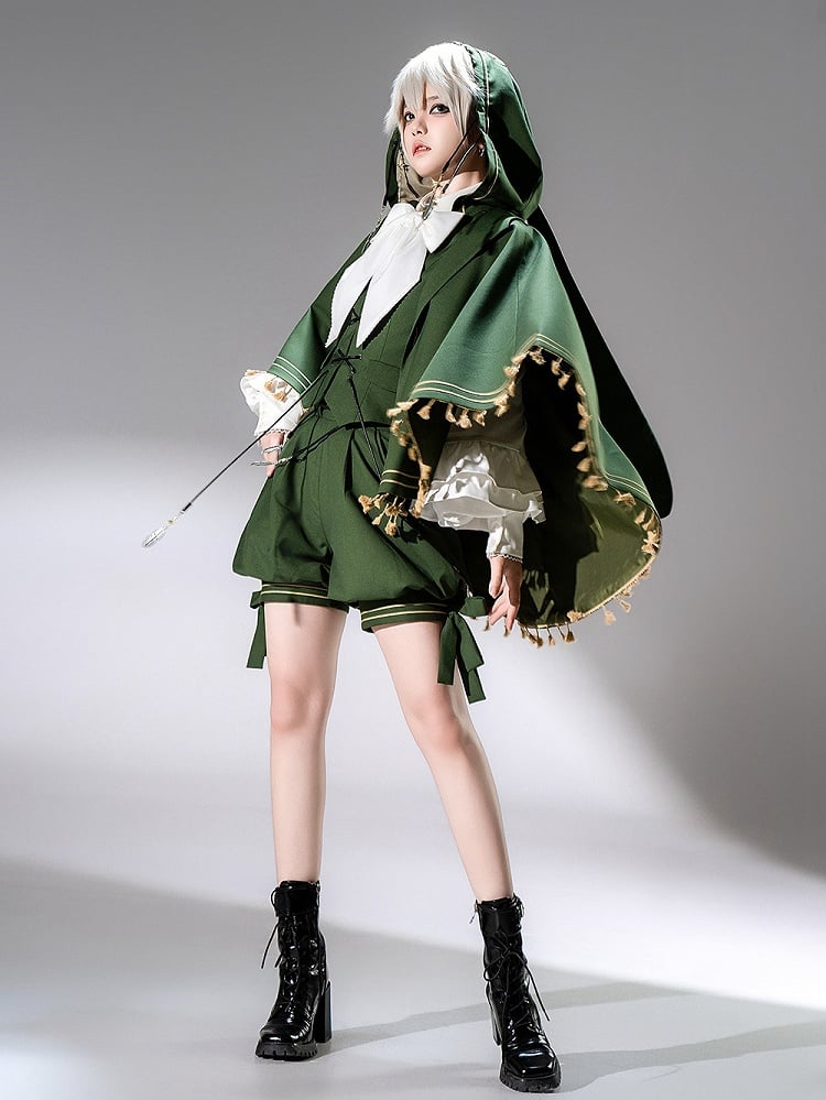 Lolita Hem Cape Green High-low Ouji Tassels