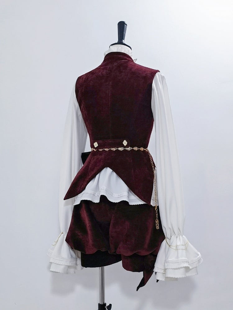 Weste Rotwein Kragen Prince Style Lolita Samt Banded Ouji