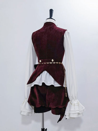 Weste Rotwein Kragen Prince Style Lolita Samt Banded Ouji