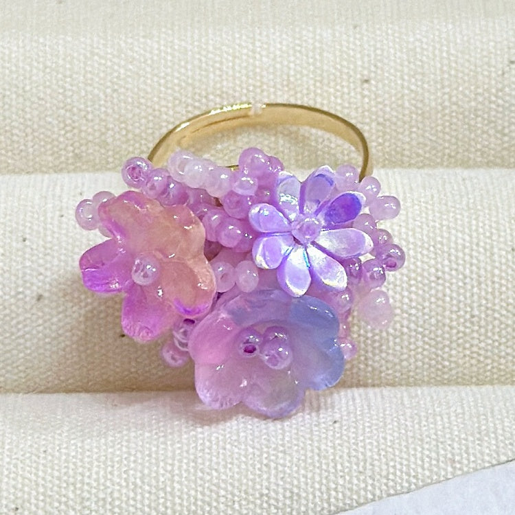 4 verstellbare Perlenring-Optionen Farbe Y2K Floral