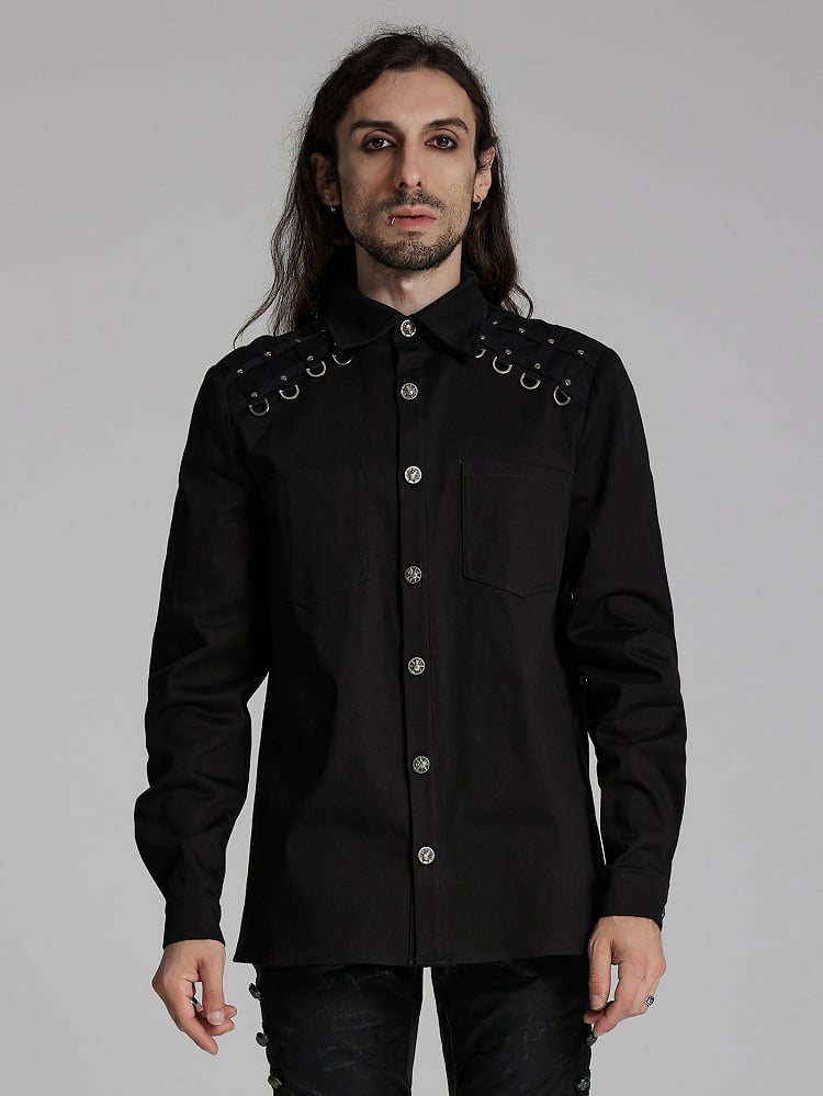 Shirt Punk Men's Black Handsome