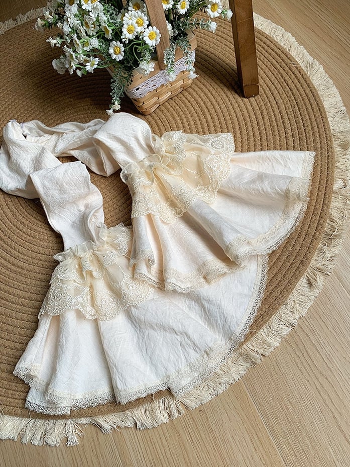 Sleeves Puff Ruffle Comfortable Short Breathable and Neckline Beige Shirt