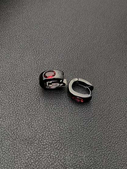 Red Rhinestone Black Earrings - YSHXS
