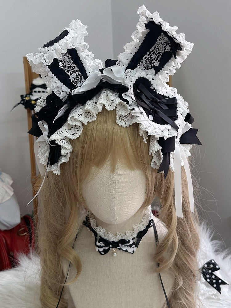 Options 2 Hairband Color Bow Trim Lace Bunny Ear