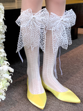 Lace White/Pink/Yellow/Blue Charm With Bowknot Socks Rhinestone