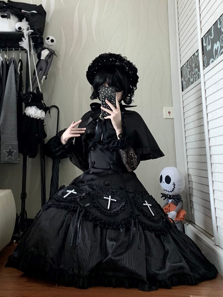 Black Cape Lolita Gothic Ruffled
