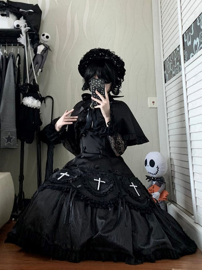 Black Cape Lolita Gothic Ruffled