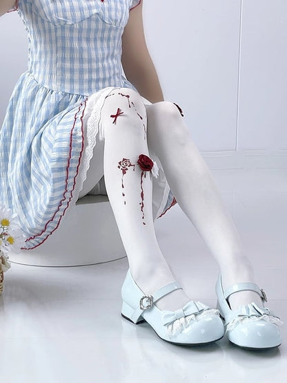 Round Mary - Blue PU in Design Toe Low-heel Light Janes