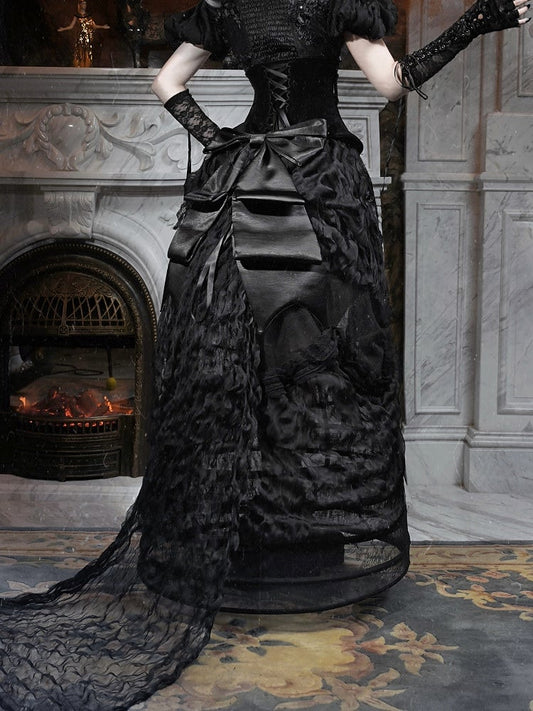 Black Vintage with Big Detachable Train Bow