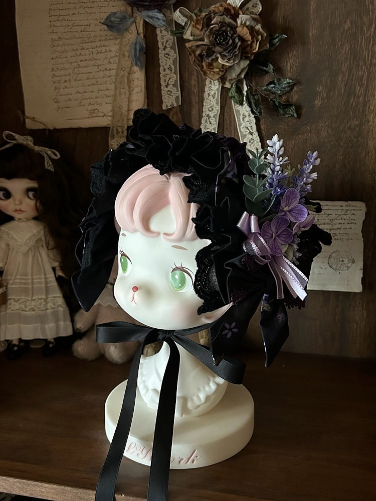 Floral Black Purple and Lolita Hairband Design