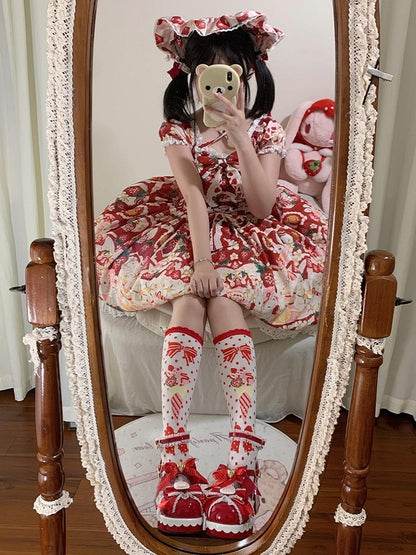 - Bow Lolita High Closure Heels Details Heart Strawberry Modifiable Themed Sweet Block Red