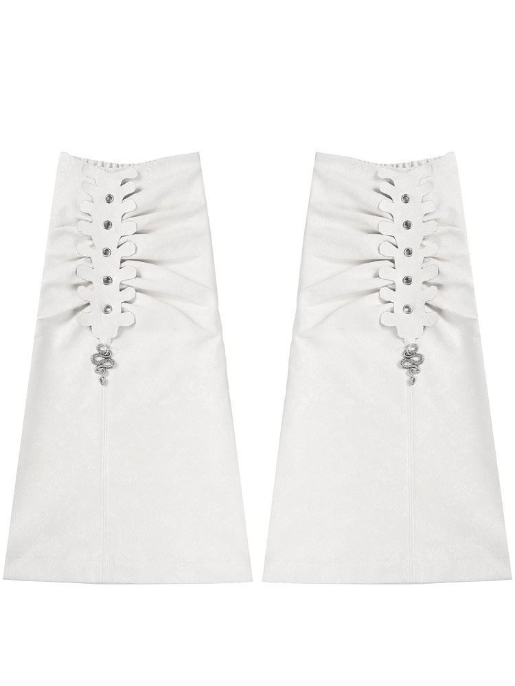 Detail PU with Snakeskin Leg Snake Ruched Metal Warmers Punk