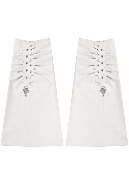 Detail PU with Snakeskin Leg Snake Ruched Metal Warmers Punk