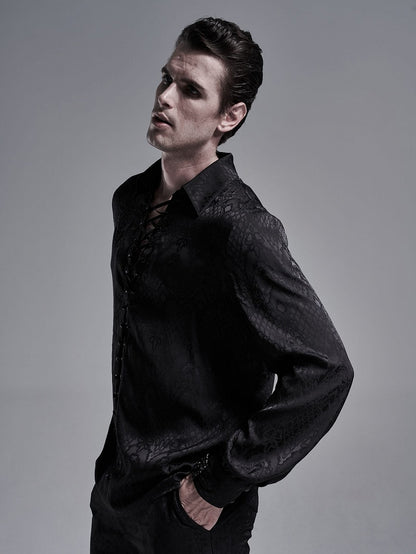 Shirt Men's Jacquard Gothic Black