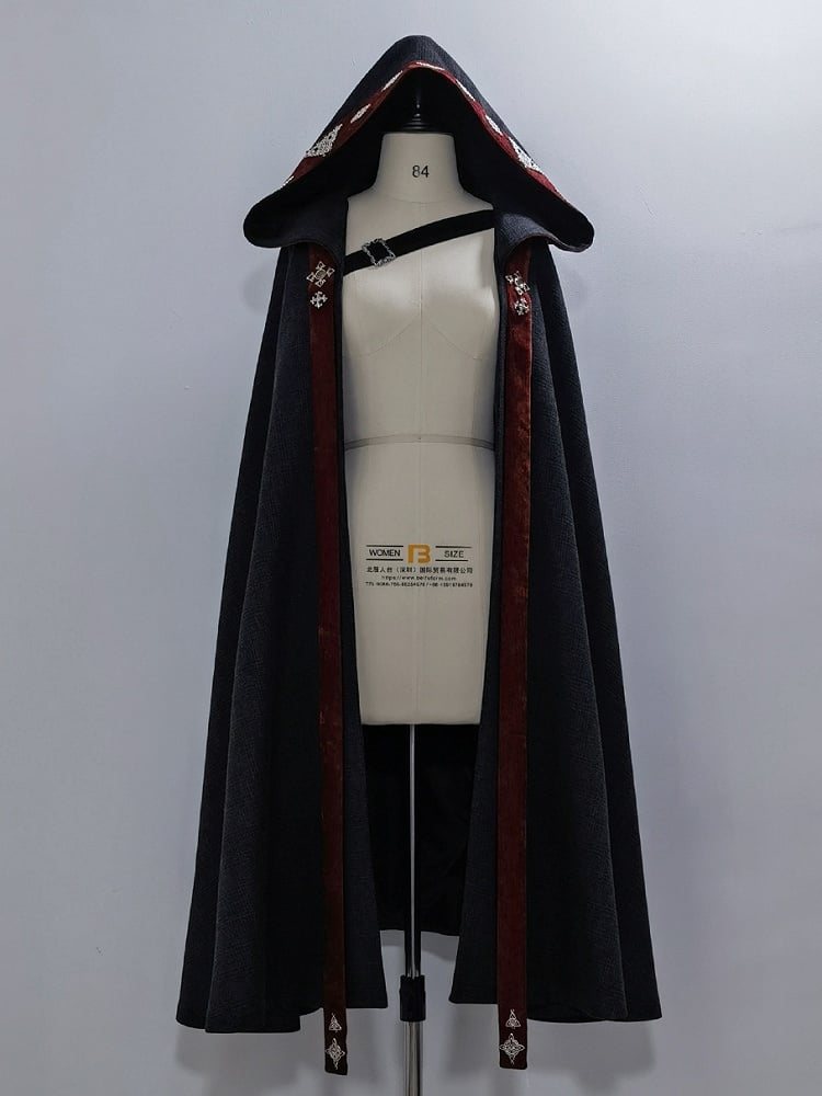 王子ロリータ レッド ストラップ ブラック バックル ストラップ クローク