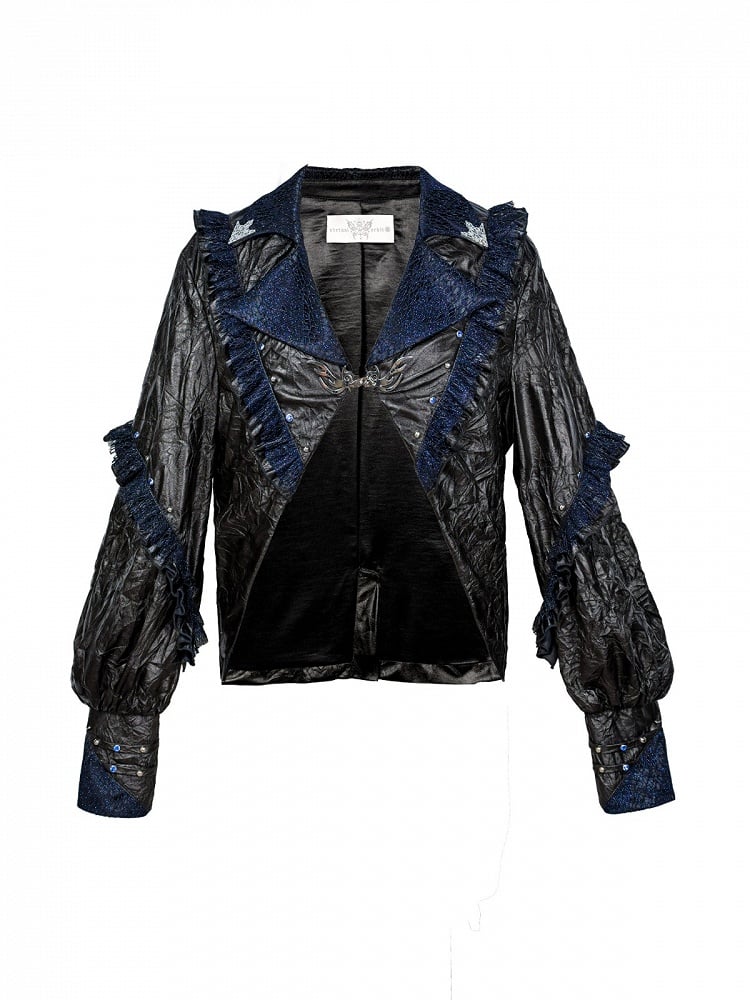 and Style Jacket with Lace Punk Studs Rock Short Y3K