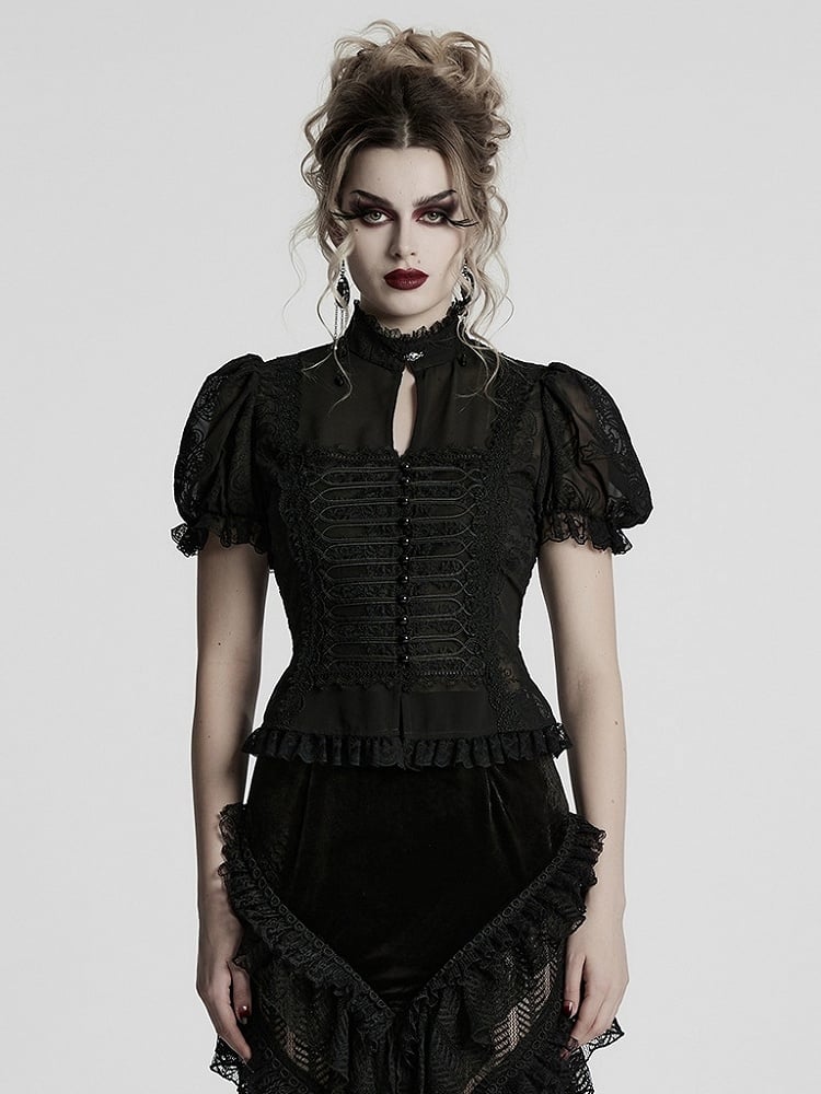 Gorgeous Black Gothic Chiffon Shirt