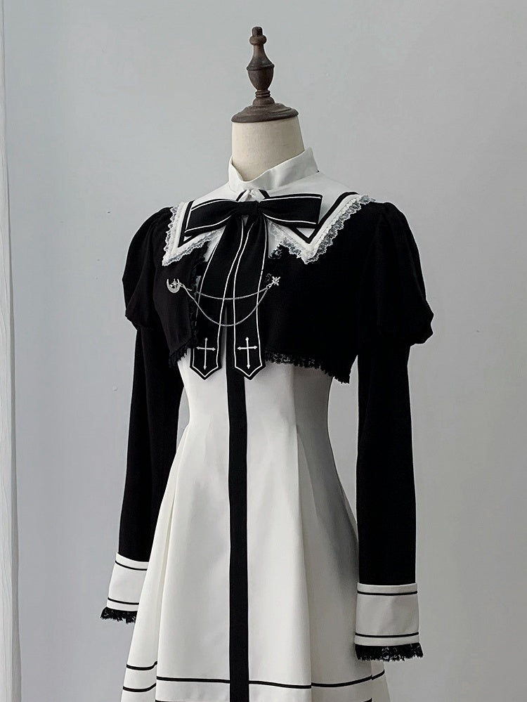 Black Jirai Kei Long Sleeve Bolero with Chain Accents - Ekomi