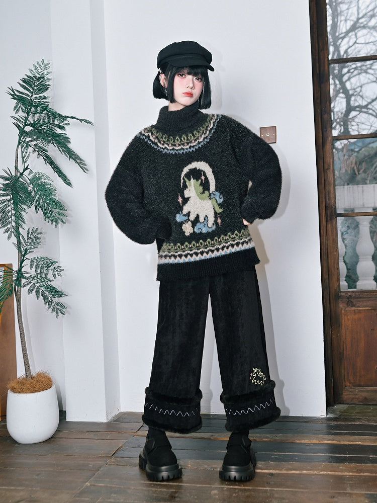 Isle Unicorn Dark Jacquard with Sweater Gray Fair High-neck