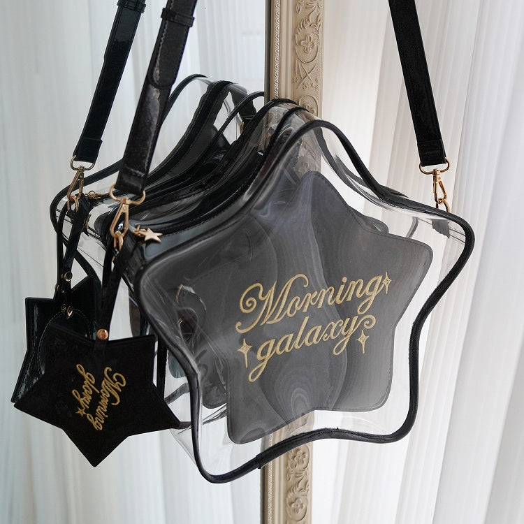 バッジ ブラック 星型 痛バッグ PU 取り外し可能 チャーム付きセット