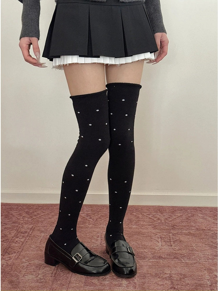 Polka Knit Stockings 5-Color Dot