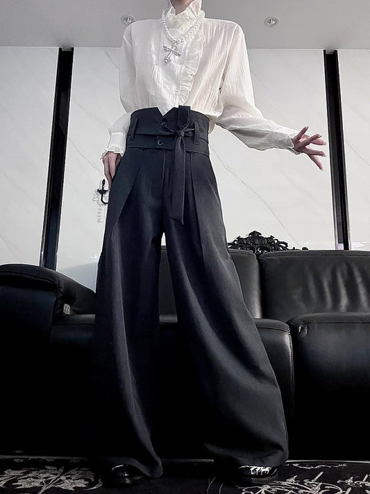 Corset Elegant Detachable Dark Gray with Pants Wide-leg