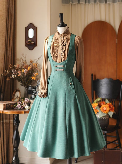 Vintage Under with Back Elegant Dress Lacing Forest Bust Green