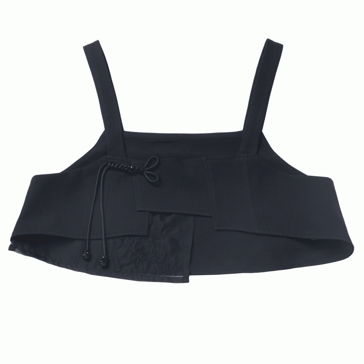 Knopf Cheongsam Stil Top Stickerei Schwarz Kiefer Baum Knoten