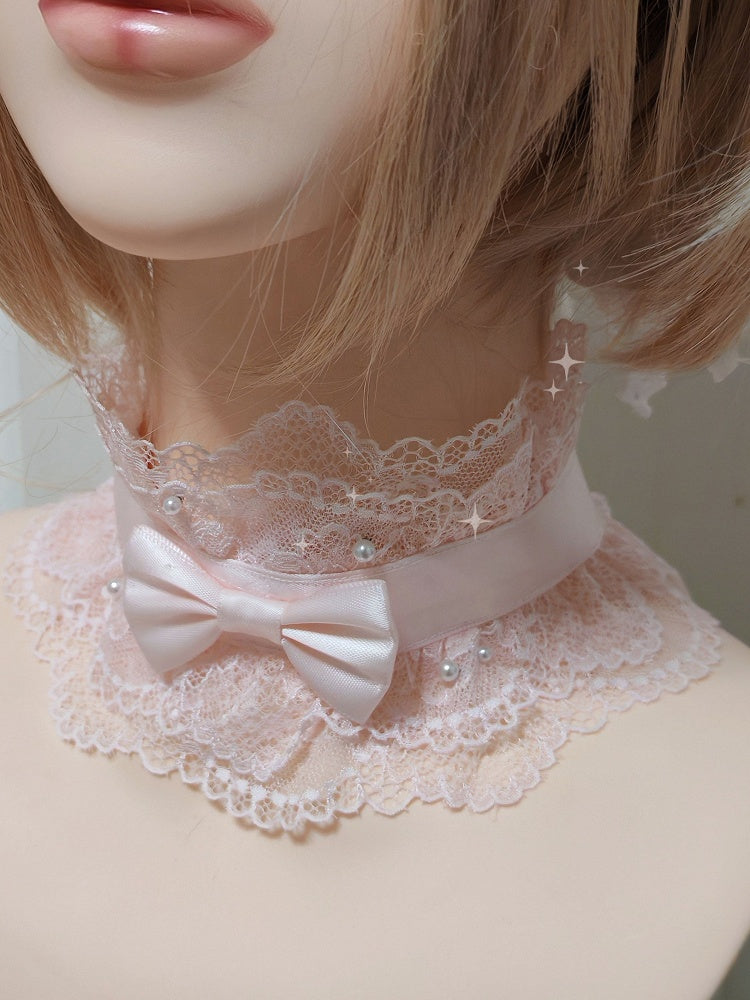 3 Beads with Choker Color Bowknot Lace Options Lolita