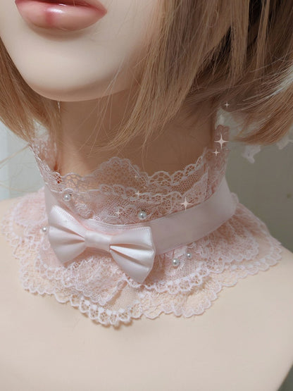 3 Beads with Choker Color Bowknot Lace Options Lolita