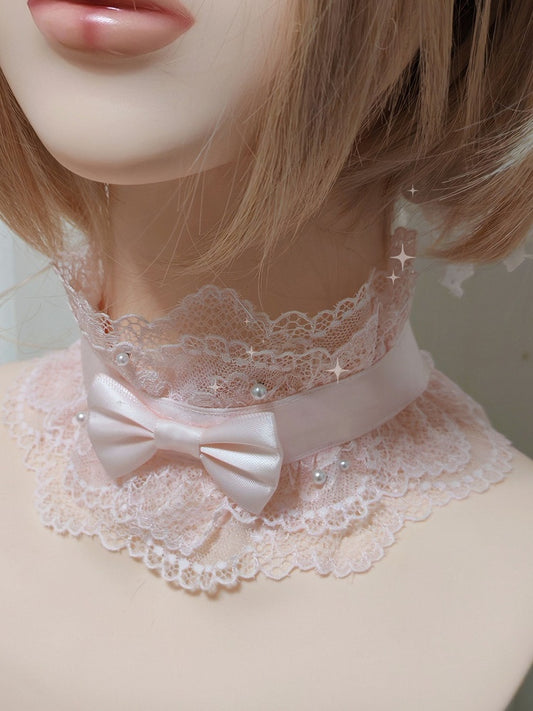 3 Beads with Choker Color Bowknot Lace Options Lolita