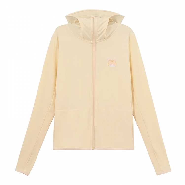 アプリコットキティプリントのゆったりサンプロテクションジャケット