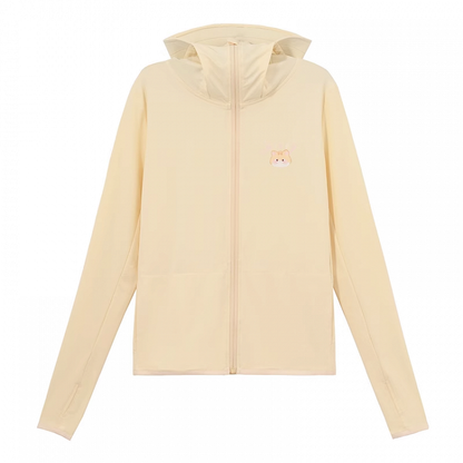 アプリコットキティプリントのゆったりサンプロテクションジャケット