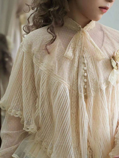 Beige Elegant Details Striped Lolita Shawl