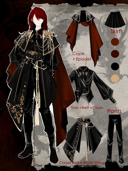 Black & Silver Chinoiserie Lolita Full Set with Cape - YING YUE
