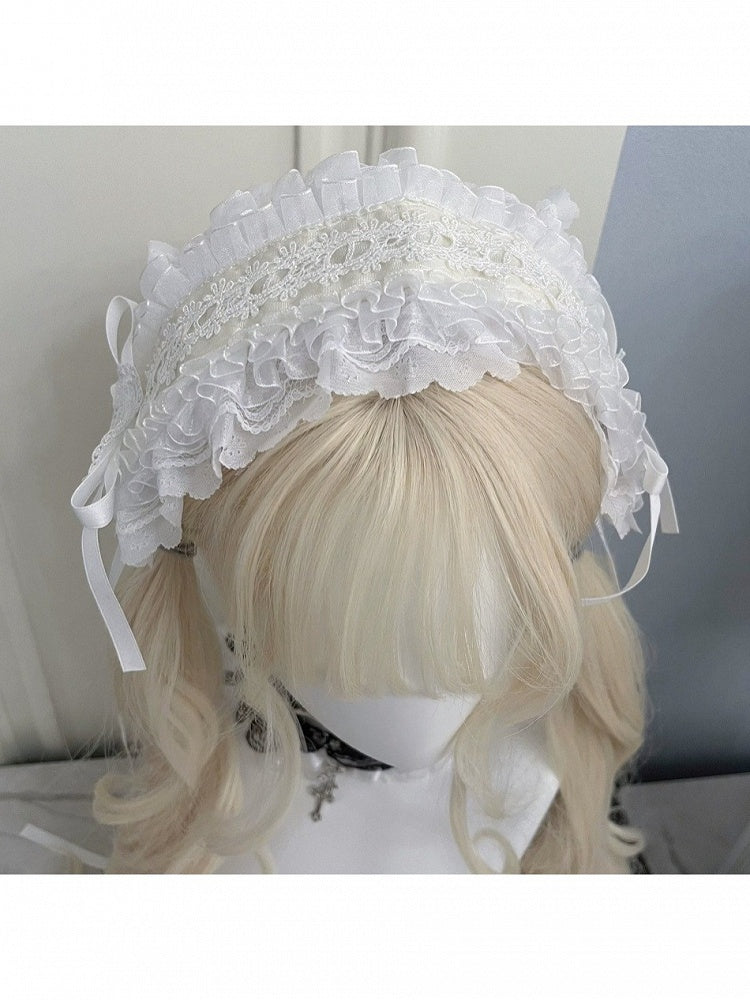 White Lace Hairband with Bow and Heart - Magic Diary