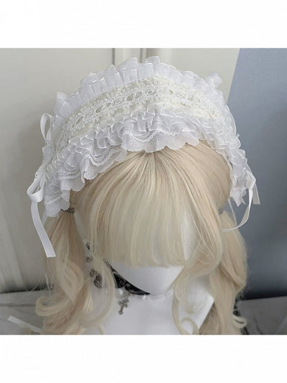 White Lace Hairband with Bow and Heart - Magic Diary