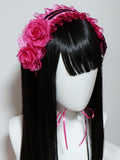 Design mit Rüschen verziert Strass Haarband Schwarze Rose Rosette Rote Schleife