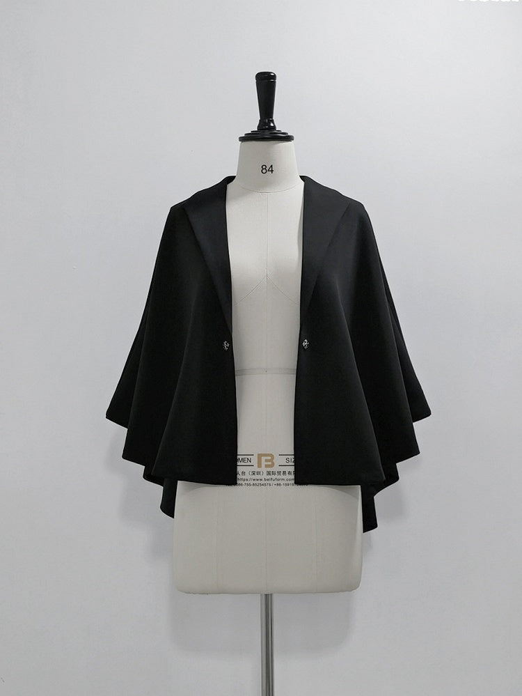 ファッション王子裾ロリータ黒ケープハイロー