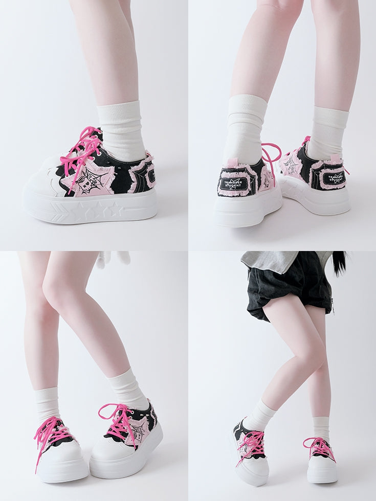 Applique Sneakers Y2K BlackPink Star Platform