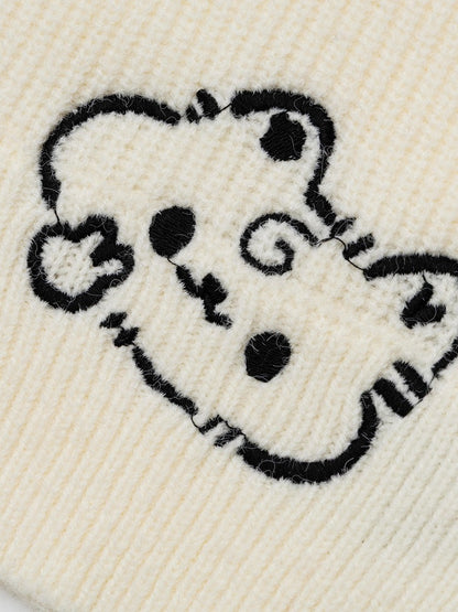 Apricot Two-Piece Look Batwing Sleeve Sweater with Kitten Themed Embroidery - Languid Park