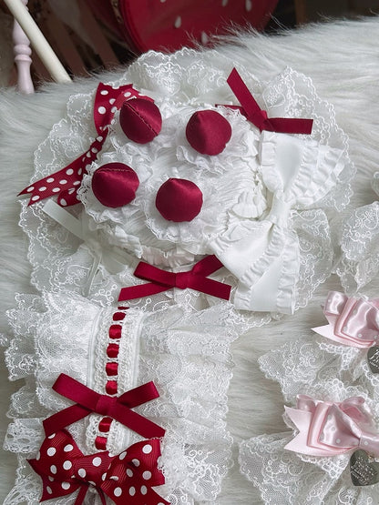 2 Bow Cake Shaped Mini Options Sweet Lace Decorations Color with Hat Lolita and