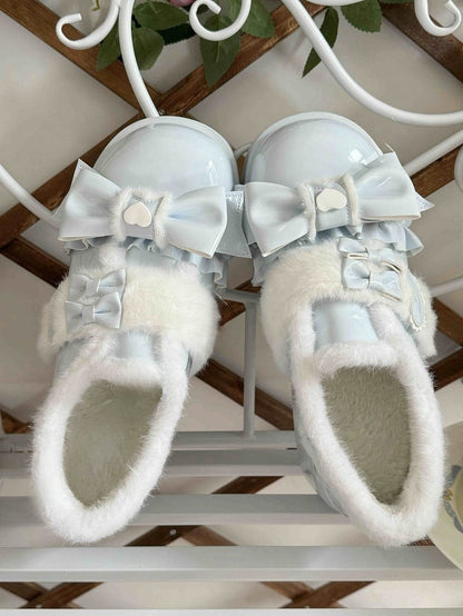 Platforms - Lolita Blue Leather Sky with Embellishments Heart PU Sweet