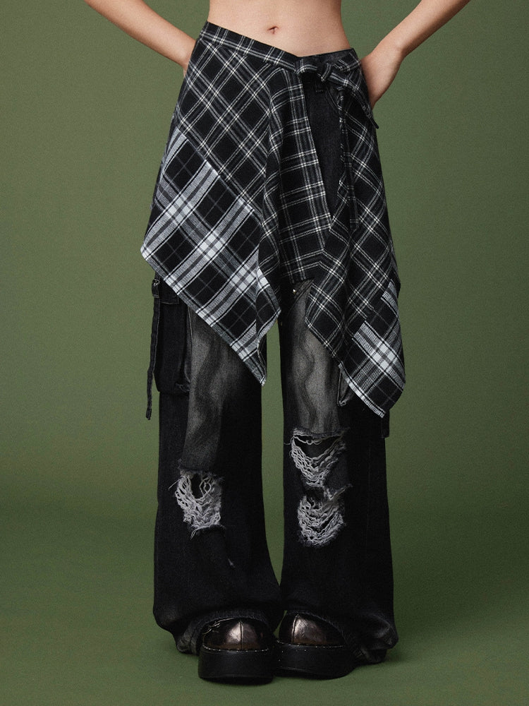 Accessory Plaid Pattern Y2K White Black