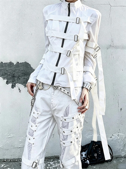Black/White Visual System Summer Sun Protection Jacket with Buckle Straps - Nova nexus