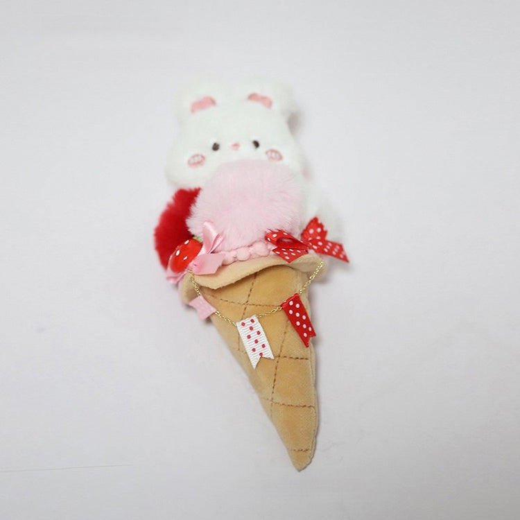 in Design Strawberry Cream Hairclip Ice Lolita Plush Rabbit Cone