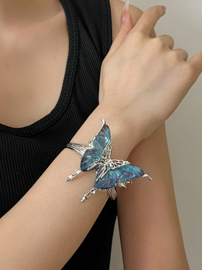Black Blue Rhinestone Butterfly Bracelet