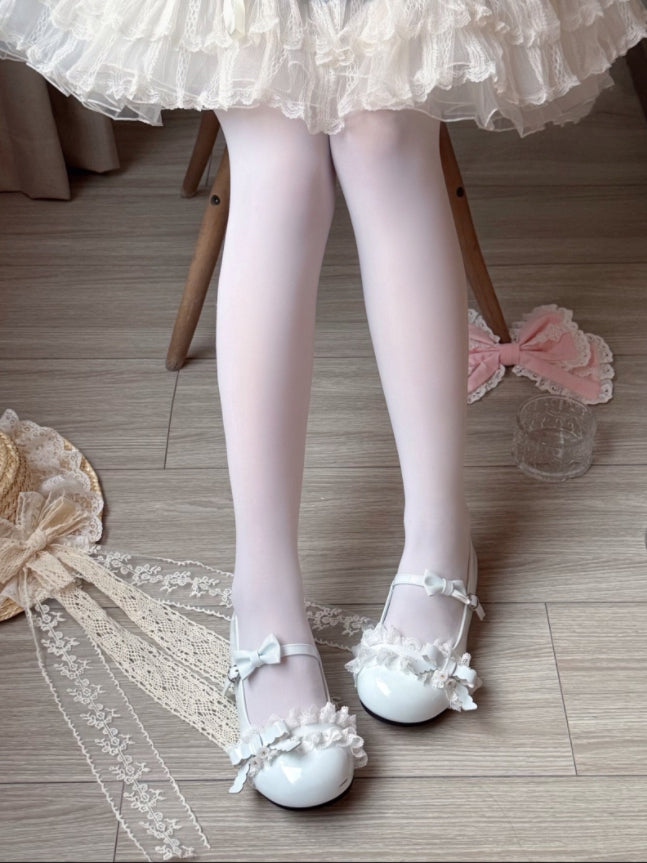 - Flat Baby Ruffled Lace Style Blue Mary Sweet Janes